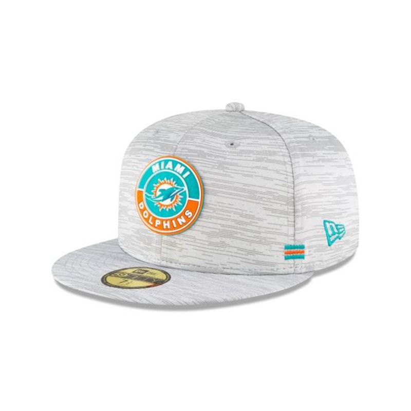 NFL Miami Dolphins Official Fall Sideline 59Fifty Fitted (UDJ4332) - Grey New Era Caps